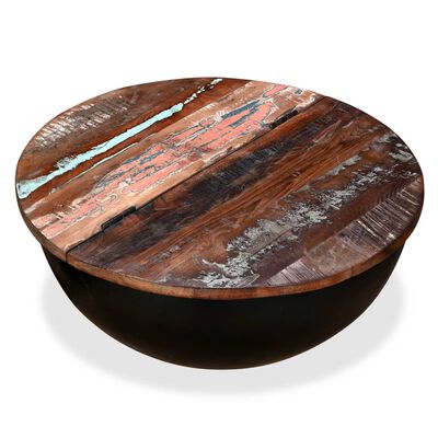 vidaXL Soffbord i återvunnet trä skålformad svart