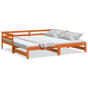 vidaXL Dagb&auml;dd med extras&auml;ng vaxad brun 90x200 cm massiv furu