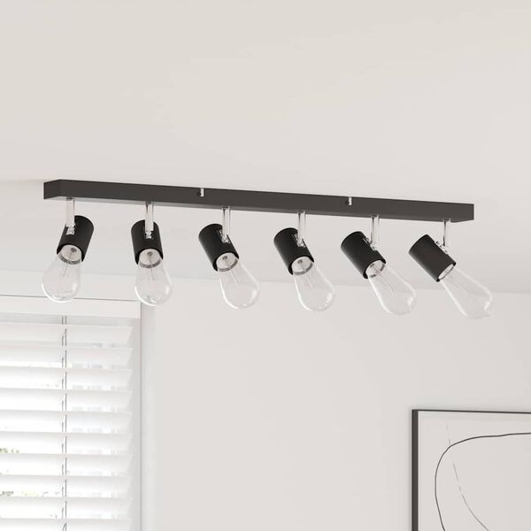 vidaXL Takspotlight med str&aring;lkastare Svart 73 x 6,5 x 11,5 cm Metall