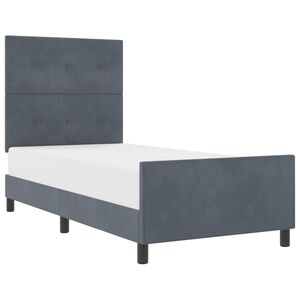 vidaXL B&auml;ddfj&auml;der med huvudgavel M&ouml;rkgr&aring; 80 x 200 cm Sammet