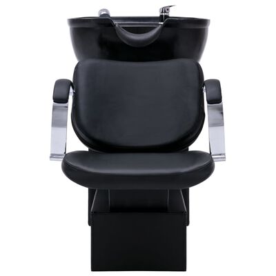 vidaXL Schamponeringsstol med tvättställ svart 137x59x82 cm konstläder