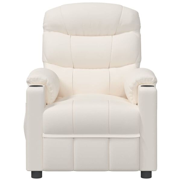 vidaXL Elektrisk massagefåtölj gräddvit konstläder