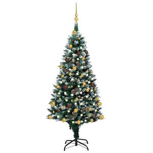 vidaXL Konstgjord julgran med LED och bollset och kottar 180 cm