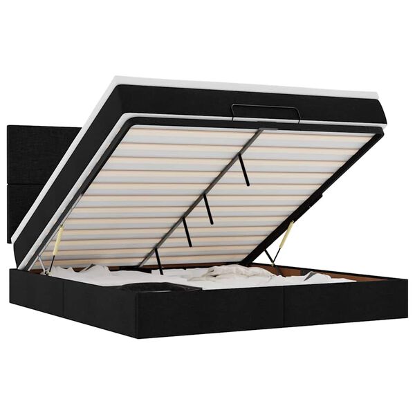 vidaXL Ottoman s&auml;ngram med madrass svart 160x200 cm tyg