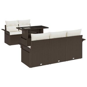 vidaXL Tr&auml;dg&aring;rdsoffset med kudde 6 pcs Brun konstrotting