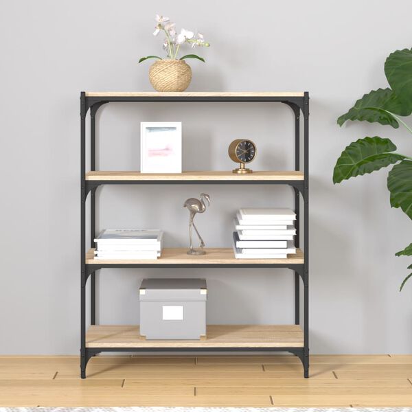 vidaXL Bokhylla sonoma-ek 80x33x100 cm konstruerat tr&auml; och st&aring;l
