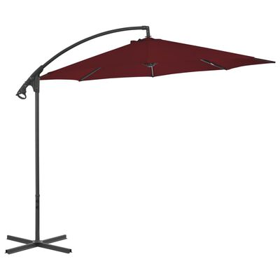 vidaXL Frihängande parasoll med stålstång 300 cm vinröd