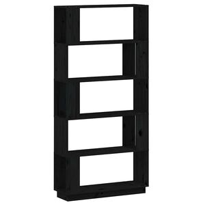 vidaXL Bokhylla/Rumsavdelare svart 80x25x163,5 cm massiv furu