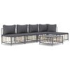 vidaXL Loungegrupp 6 delar med dynor antracit konstrotting