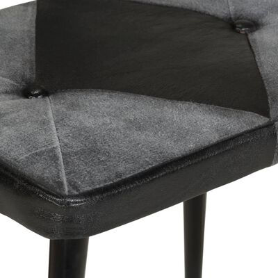 vidaXL Gungstol med fotpall svart äkta läder och kanvas
