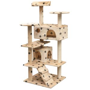 vidaXL Kl&ouml;str&auml;d med sisalpelare 125 cm tassavtryck beige