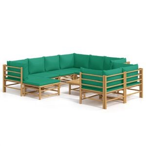 vidaXL Loungegrupp 10 delar gr&ouml;na dynor bambu