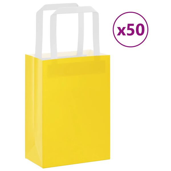 vidaXL Pappersp&aring;sar 50 st med handtag gul 15x8x21 cm
