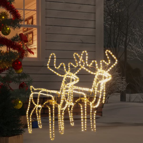 vidaXL Julrenar med r&ouml;rliga huvud 2 st varmvit