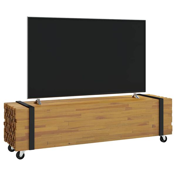 vidaXL TV-b&auml;nk Brun 110 x 30 x 30 cm Massivt teaktr&auml;