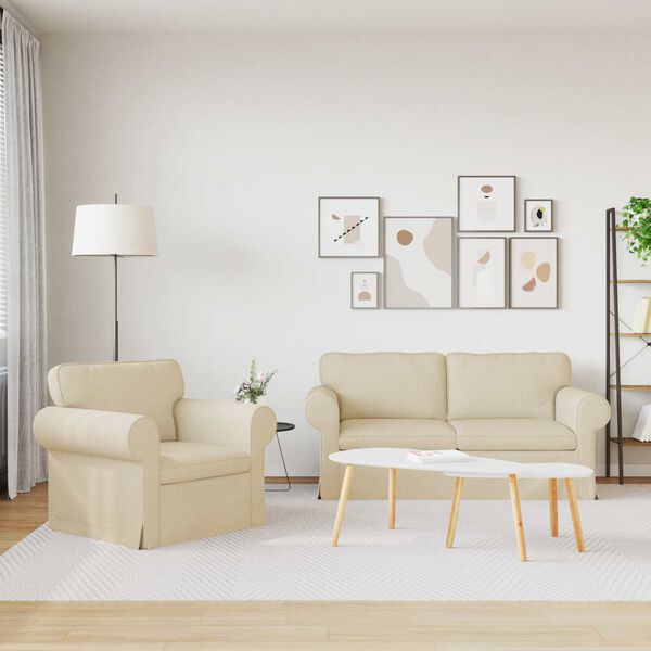 vidaXL Soffset 2 pcs Kr&auml;m 175 x 82 x 80 cm tyg