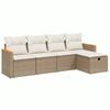 vidaXL Soffgrupp f&ouml;r tr&auml;dg&aring;rden med dynor 5 delar beige konstrotting