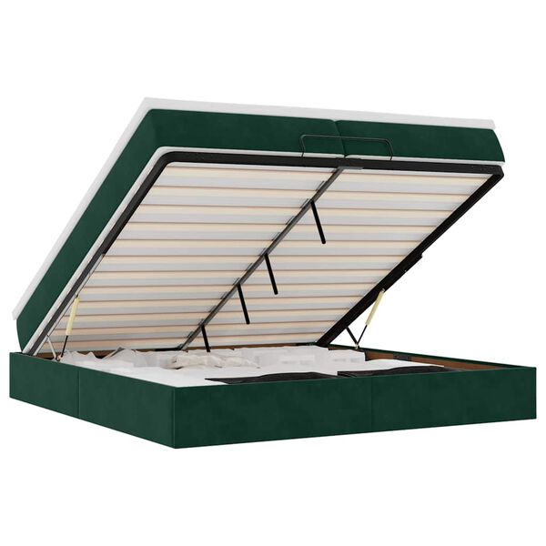 vidaXL Ottoman s&auml;ngram med madrasser m&ouml;rkgr&ouml;n 200x200 cm sammet