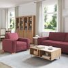 vidaXL Soffa 3 pcs Vinr&ouml;d 220 x 80 x 84 cm Linnenblandad tyg