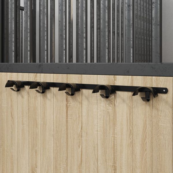 vidaXL Tr&auml;nsh&auml;ngare f&ouml;r 5 tr&auml;ns med 5 krokar svart j&auml;rn