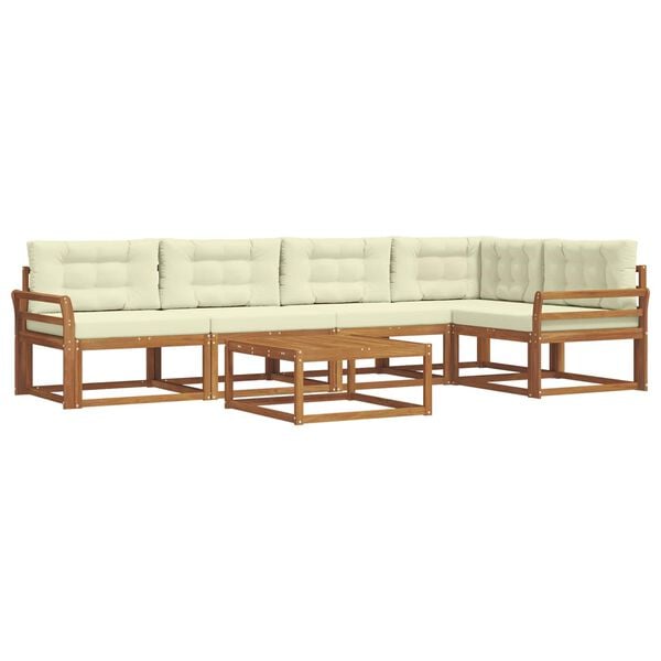 vidaXL Utomhussoffset med kudde 6 pcs Naturlig och Gr&auml;dde