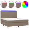 vidaXL Rams&auml;ng med madrass & LED taupe 180x200 cm tyg