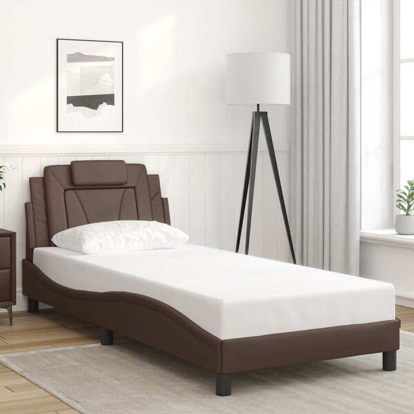 vidaXL Bed Frame "Viana" without Mattress Brown 90x190 cm Faux Leather