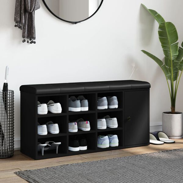 vidaXL Skob&auml;nk svart 102x32x50 cm konstruerat tr&auml;