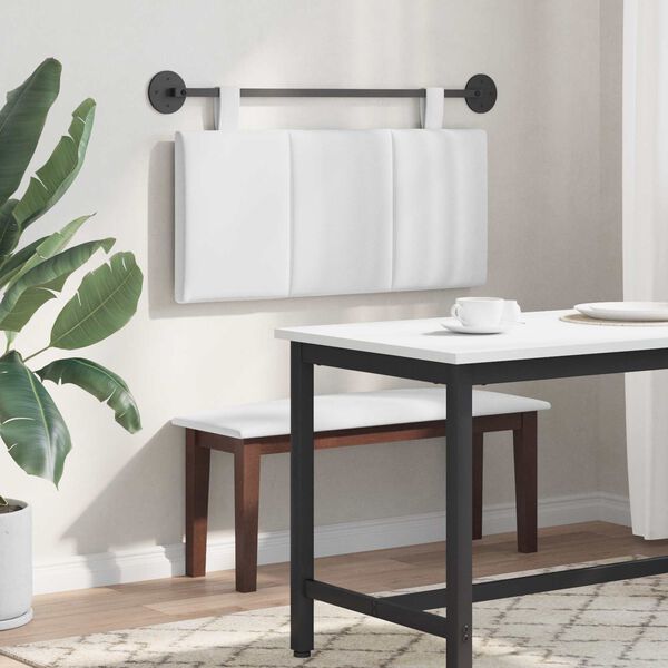 vidaXL H&auml;ngande Huvudgavel V&auml;ggmonterad Randig Vit 90 x 55 x 5 cm tyg