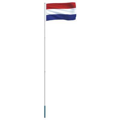 vidaXL Nederländernas flagga och flaggstång i aluminium 4 m