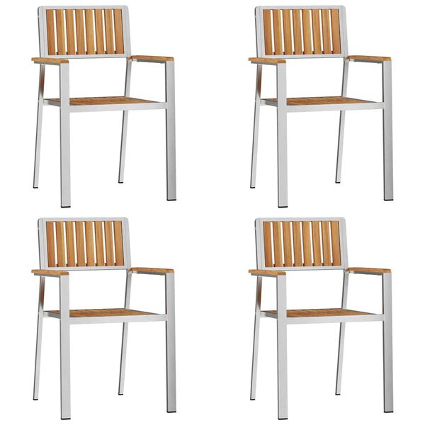 vidaXL Tr&auml;dg&aring;rd Stol 4 pcs Brun 56 x 54,5 x 87 cm Massivt teaktr&auml;