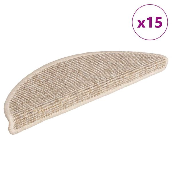 vidaXL Trappmattor 15 st 56x17x3 cm ljusbeige halvrunda