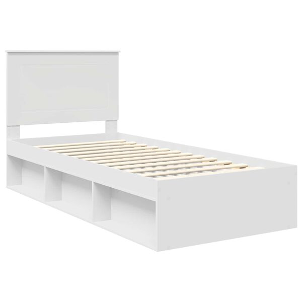 vidaXL S&auml;ngram med huvudgavel Vit 90 x 190 cm Massiv furu