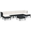 vidaXL Loungegrupp med dynor 8 delar konstrotting svart