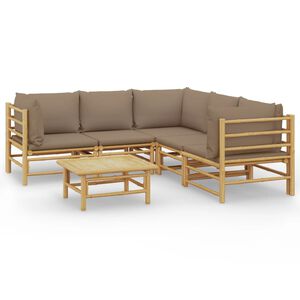 vidaXL Loungegrupp 6 delar taupe dynor bambu
