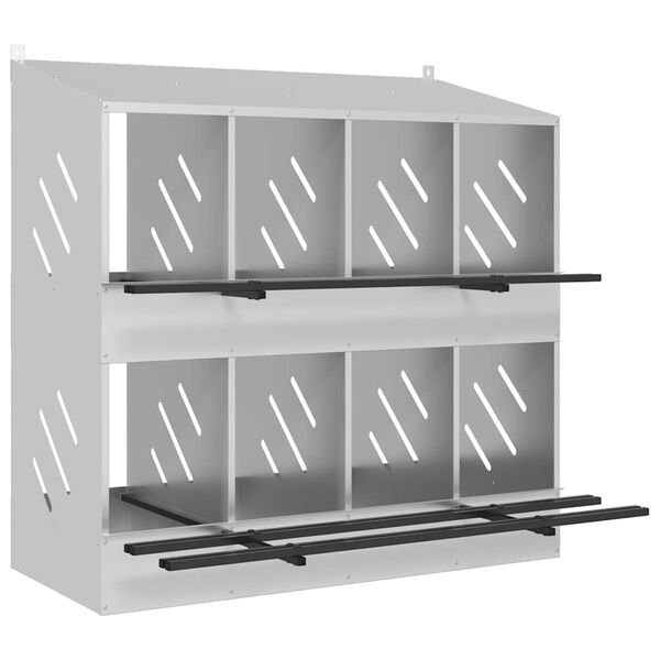 vidaXL Kycklingholk med 8 fack galvaniserad silvermetall