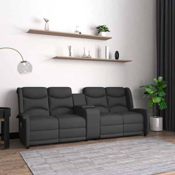 vidaXL Massagef&aring;t&ouml;lj med kopph&aring;llare 4-sits m&ouml;rkgr&aring;