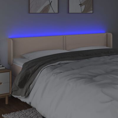 vidaXL Sänggavel LED cappuccino 183x16x78/88 cm konstläder