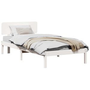 vidaXL S&auml;ngram med huvudgavel Vit 90 x 190 cm Massiv furu