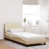 vidaXL Bed with Mattress "Hanko" Cream 90x190 cm Fabric
