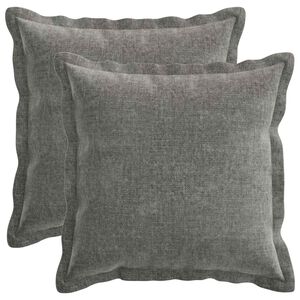 vidaXL Kudd&ouml;verdrag 2 st HOUTEN M&ouml;rkgr&aring; 30 x 30 cm Chenilletyg