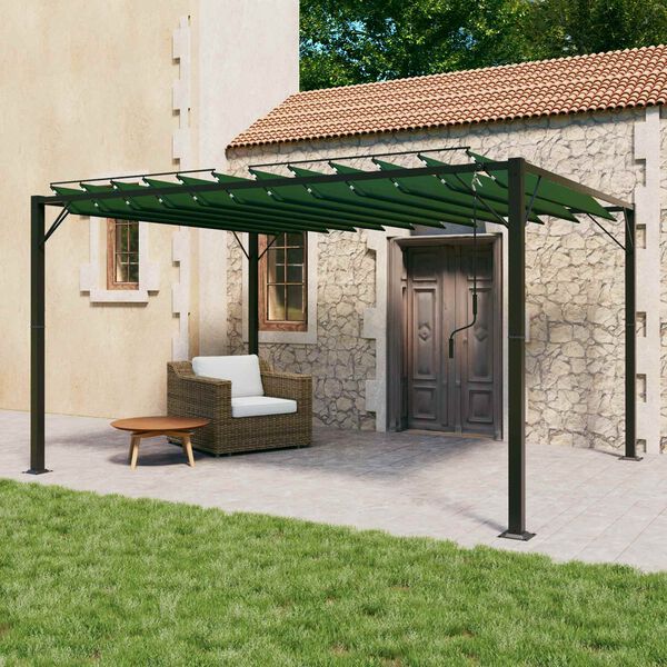 vidaXL Gazebo med louvred tak Gr&ouml;n 3 x 4 x 2,14 m Duk och Aluminium