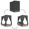 vidaXL Dubbel solsäng med tak och dynor ljusgrå konstrotting
