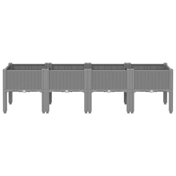 vidaXL Odlingsl&aring;da med ben ljusgr&aring; 160x40x42 cm PP