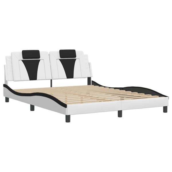vidaXL Bed Frame "Viana" without Mattress White and Black 160x200 cm Faux Leather