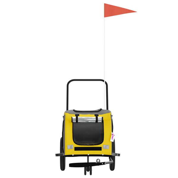 vidaXL Cykelvagn för djur gul och svart oxfordtyg och järn