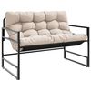 vidaXL Tr&auml;dg&aring;rdsb&auml;nk med dyna taupe 113 cm st&aring;l