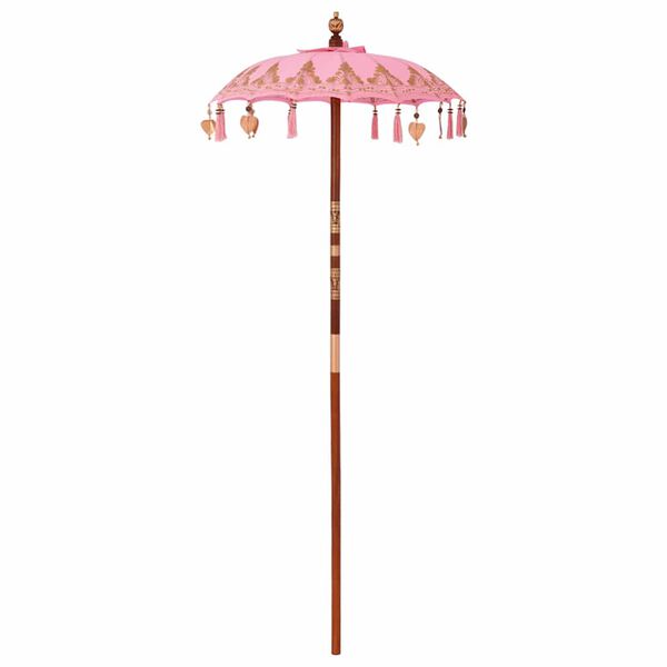 vidaXL Balinesisk Parasol Rosa 95 x 95 x 260 cm Bomull