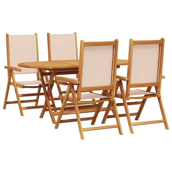 vidaXL Trädgårdsmöbelset 5 pcs Beige massivt akacia