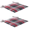 vidaXL Trädgårdsstolar med dynor rött rutmönster 2 st massiv teak